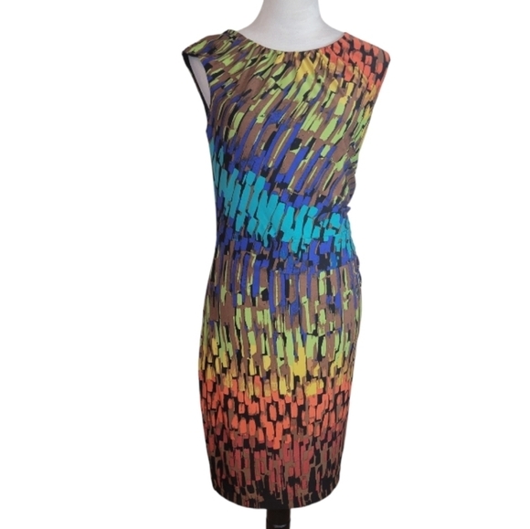 Ellen Tracy Colorful Print Sleeveless Dress Size Small - Picture 1 of 4